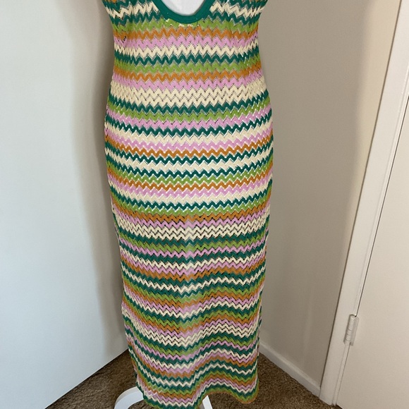 Miken Swim Colorful Knit Chevron Swim Coverup Sleeveless Zig Zag Pattern Size XL - Picture 8 of 8